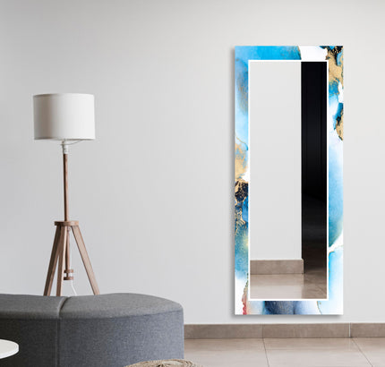 Abstract Tempered Glass Wall Mirror