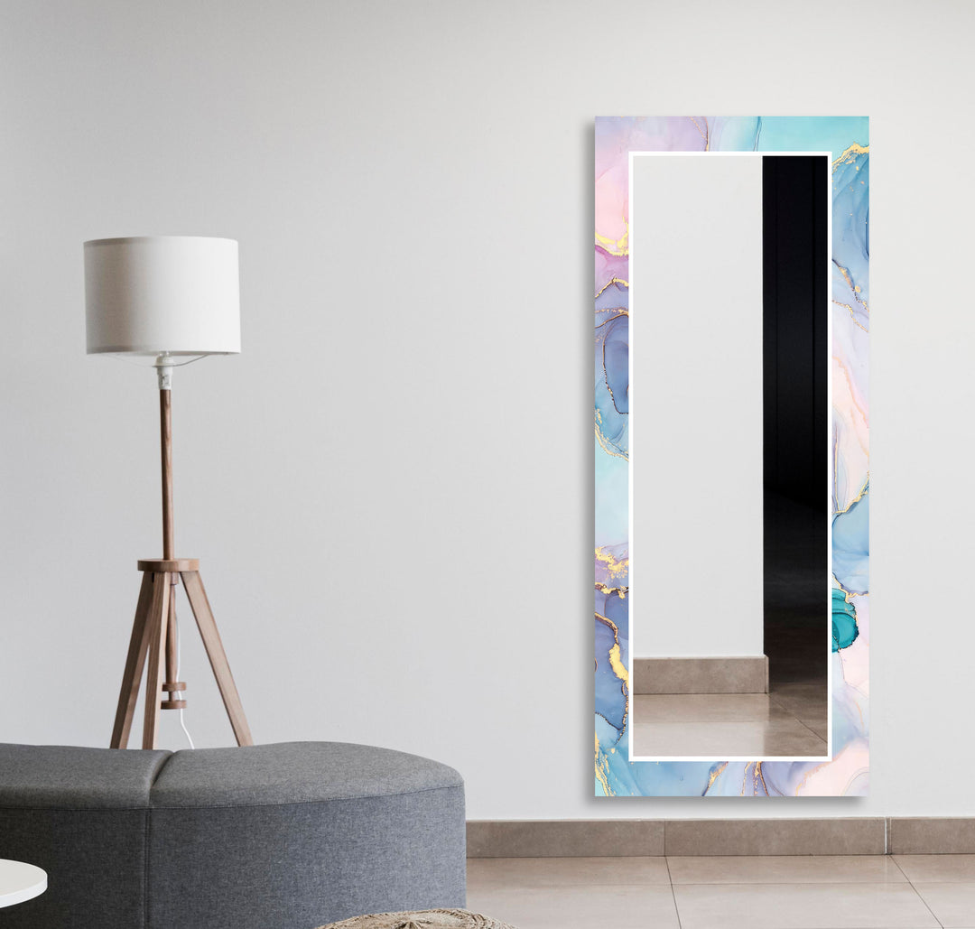 Light Pink & Blue Wall Mirror Huge Mirror
