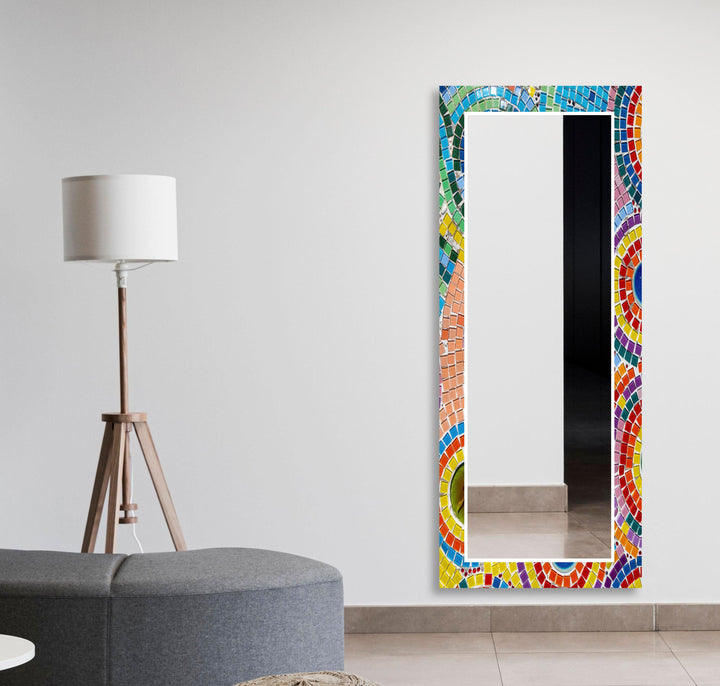 Little Multicolored Mosaic Stones Wall Mirror Entryway Mirror
