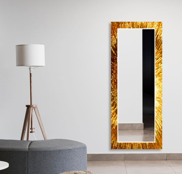 Bright Gold Abstract Wall Mirror Bedroom Wall Mirror
