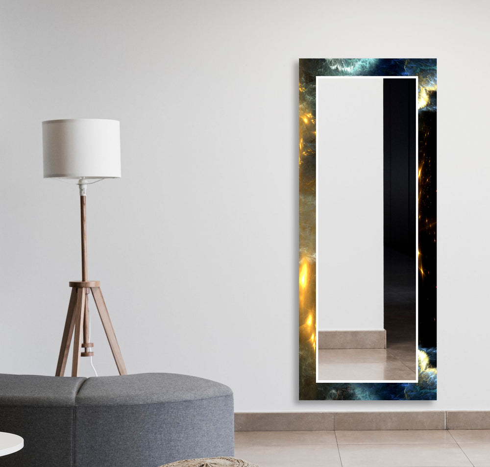 Orange and Black Space Wall Mirror Rectangle Wall Mirror
