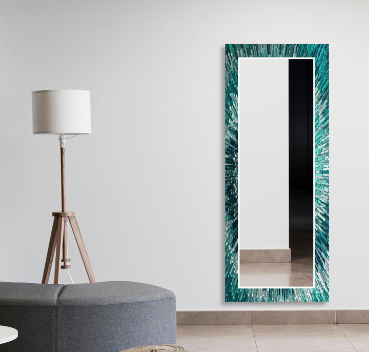 Turquoise Abstract Round Wall Mirror big mirror
