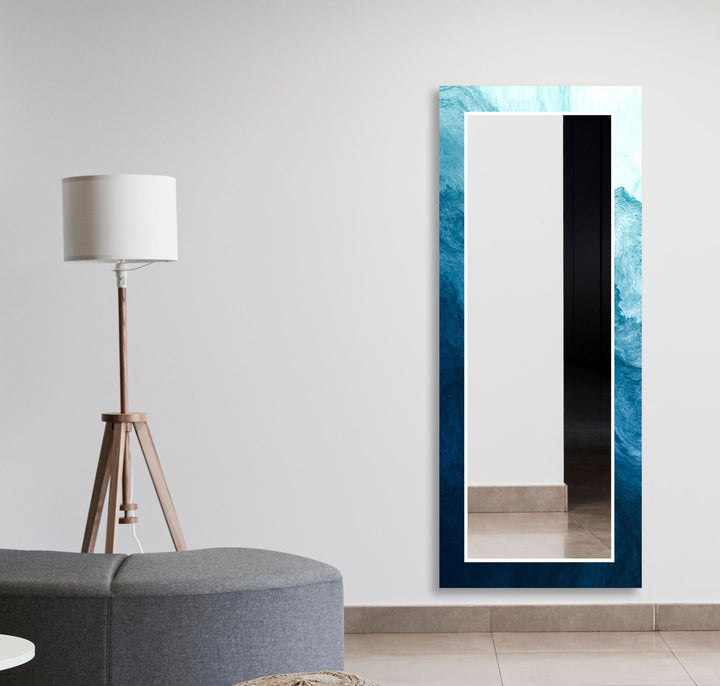 Dark and Light Blue Abstract Wall Mirror