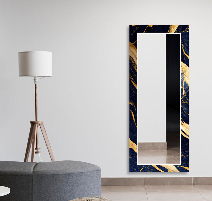 Marble Navy Blue & Gold Wall Mirror biggest wall mirror
