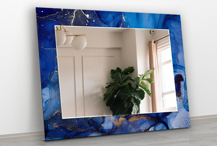 Dark Blue Abstract Wall Mirrors Bathroom Wall Mirror
