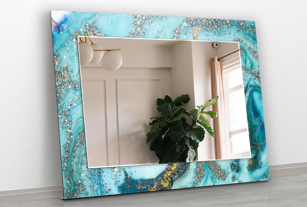 Golden Blue Wall Mirrors mirror wall art
