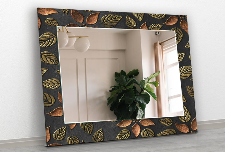 Copper Flowers Abstract Wall Mirror Framed Mirror
