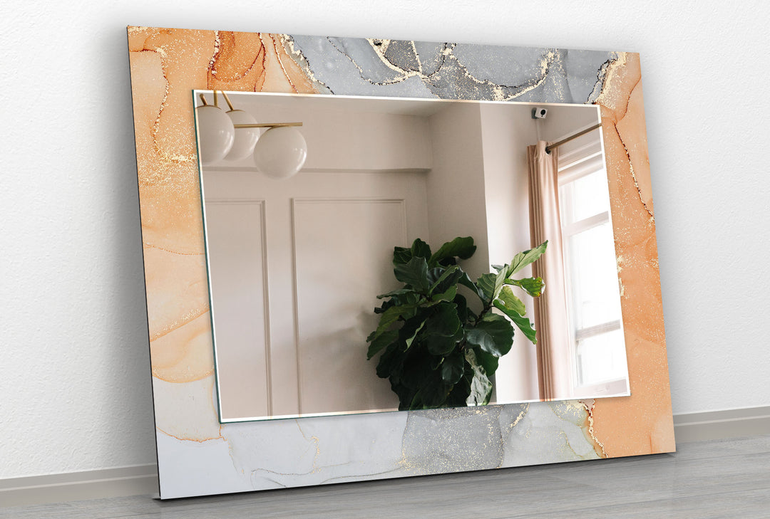 Orange & Grey Abstract Wall Mirror gold floor mirror
