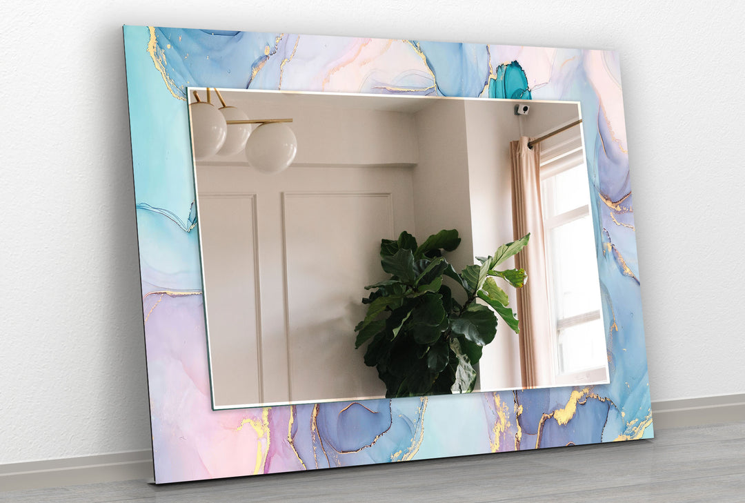 Light Pink & Blue Wall Mirror Mosaic Mirror 
