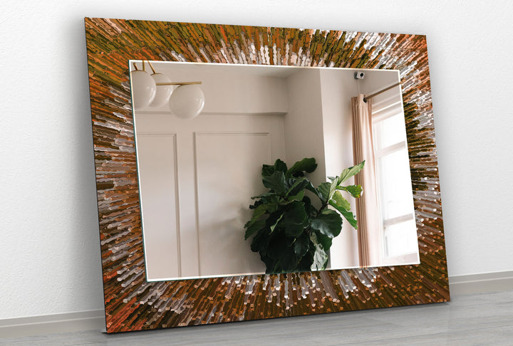 Orange & Brown Abstract Wall Mirror Bathroom Wall Mirror
