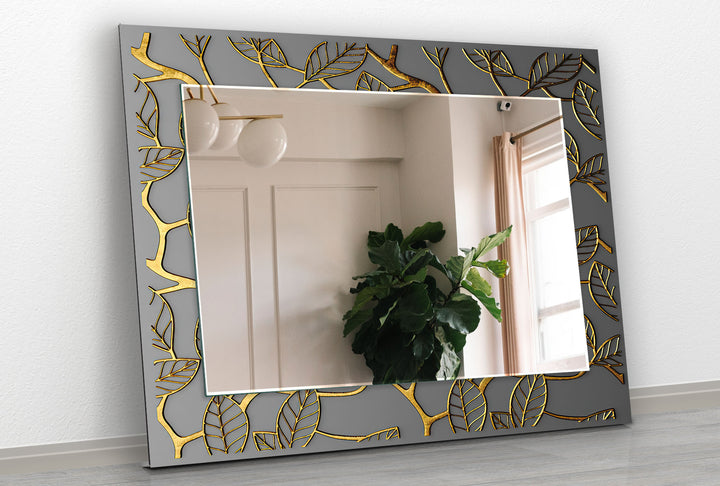 Abstract Gray Golden Line Wall Mirror Mosaic Wall Mirror
