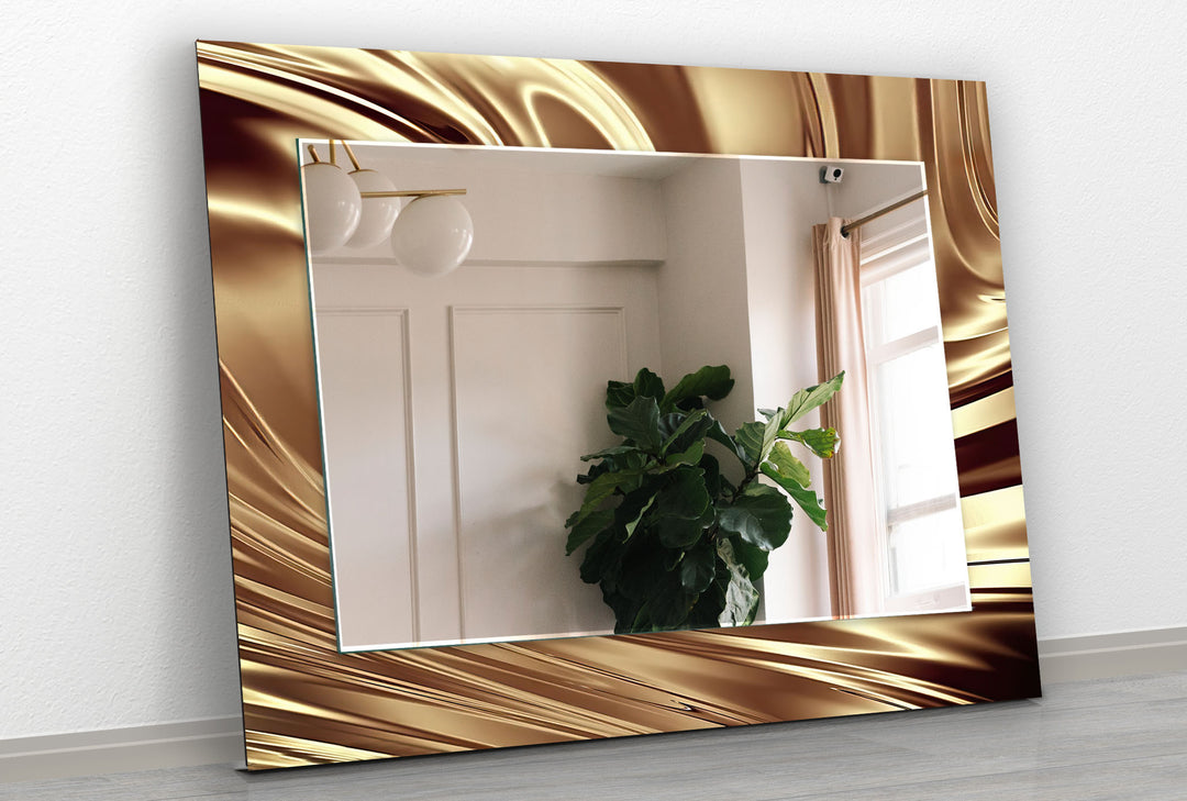 Abstract Shiny Brown Wall Mirror Long Wall Mirror
