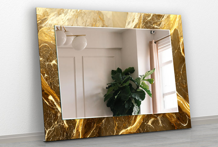 Yellow & Brown Marble Wall Mirror Square Wall Mirror
