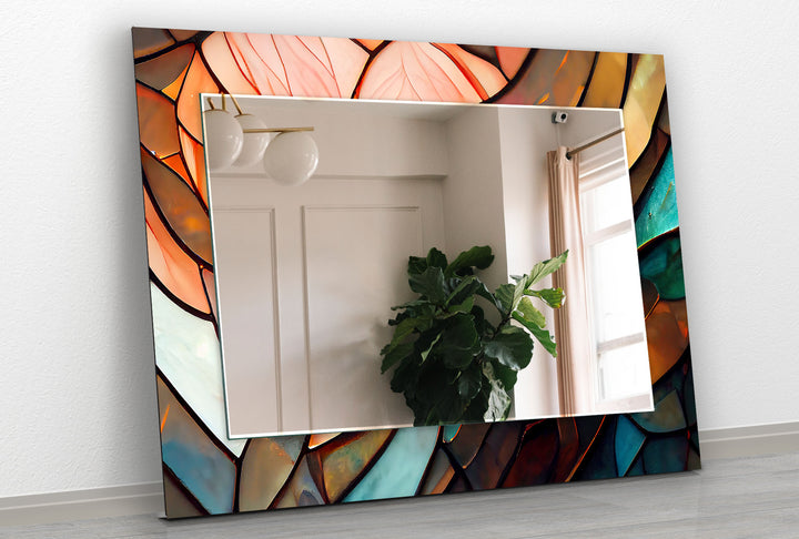 Pastel Colors Stained Wall Mirror Square Wall Mirror
