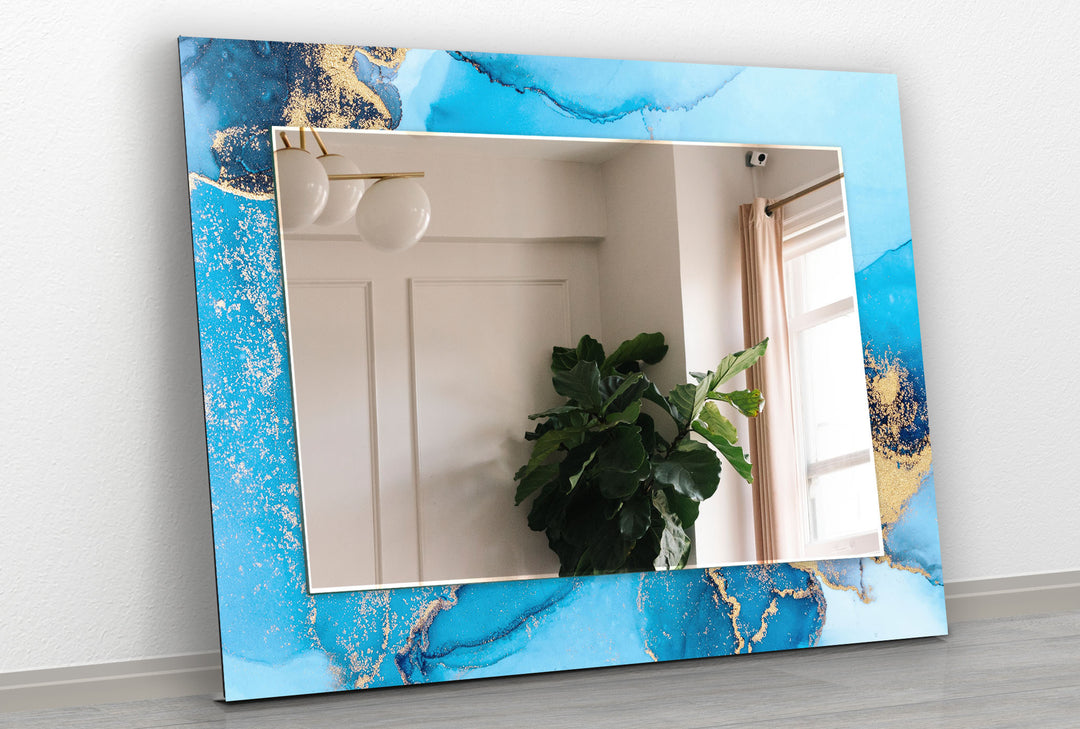 Light Blue & Gold Wall Mirror huge wall mirror
