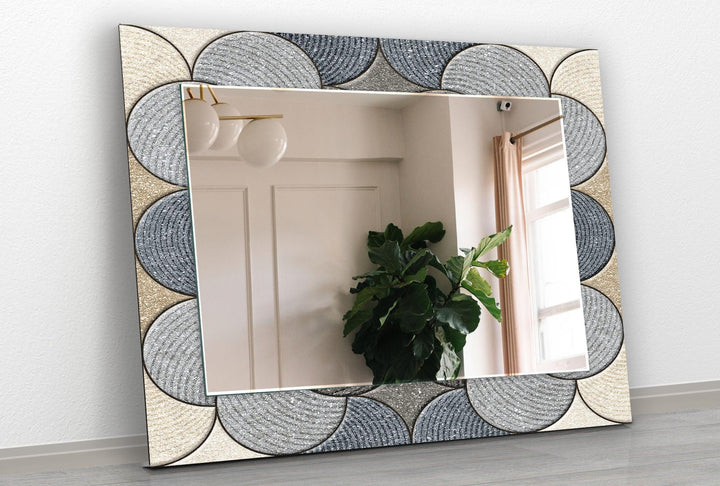 Beige & Gray Circles Design Wall Mirror gold mirror
