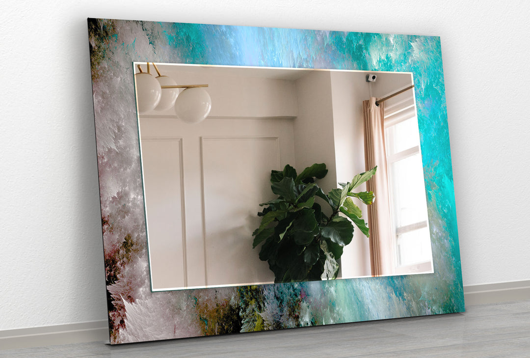 Blue & Gray Clouds Abstract Wall Mirror Dining Room Wall Mirror
