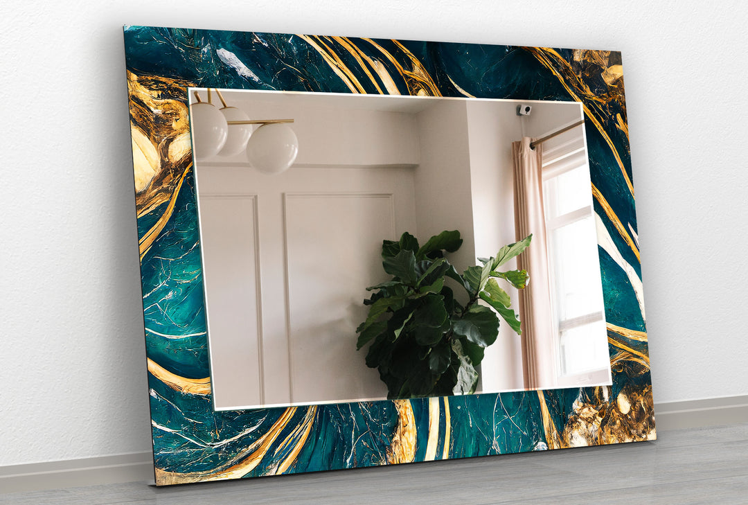 Dark Green & Gold Wall Mirror gold frame mirror
