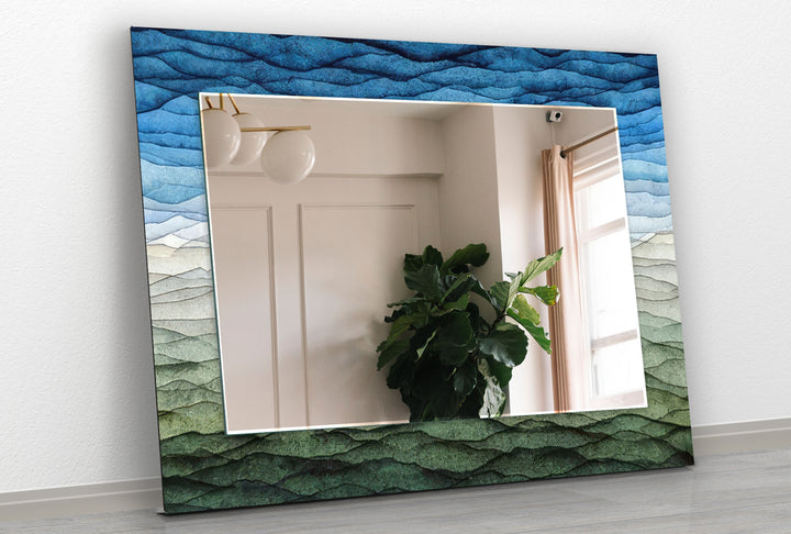 Blue & Green Waves Wall Mirror large living room mirror
