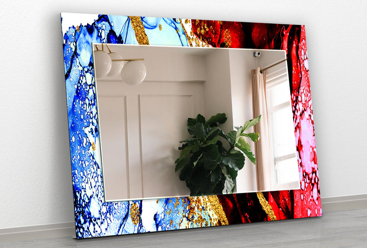 Blue & Red with Gold Wall Mirror wall mirror
