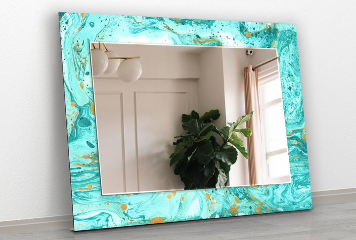 Turquoise & Golden Wall Mirrors Framed Mirror
