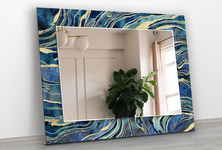 Blue & Navy Blue Wall Mirror Living Room Mirror
