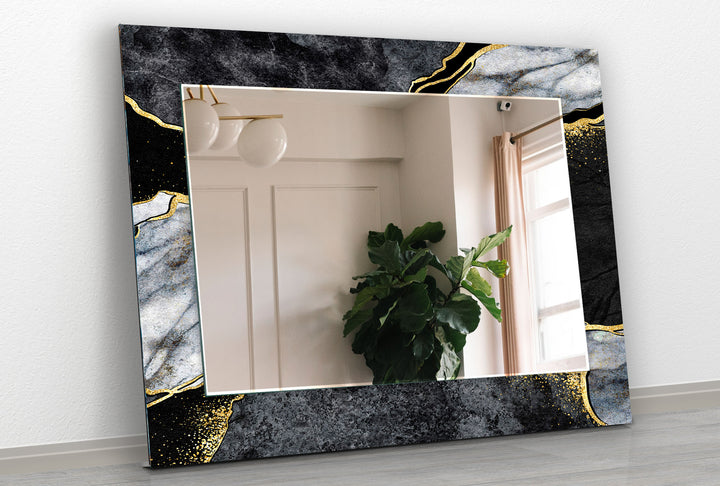 Marble with Gold Details Wall Mirror living room mirror
