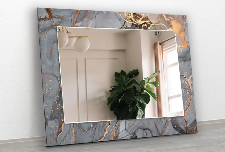 Bronze & Grey Marble Wall Mirror Blue Mirror
