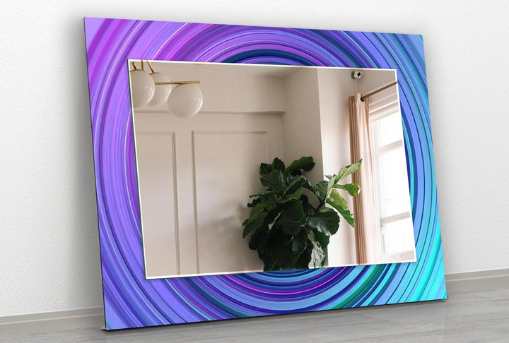 Purple & Blue Round Wall Mirror long mirror
