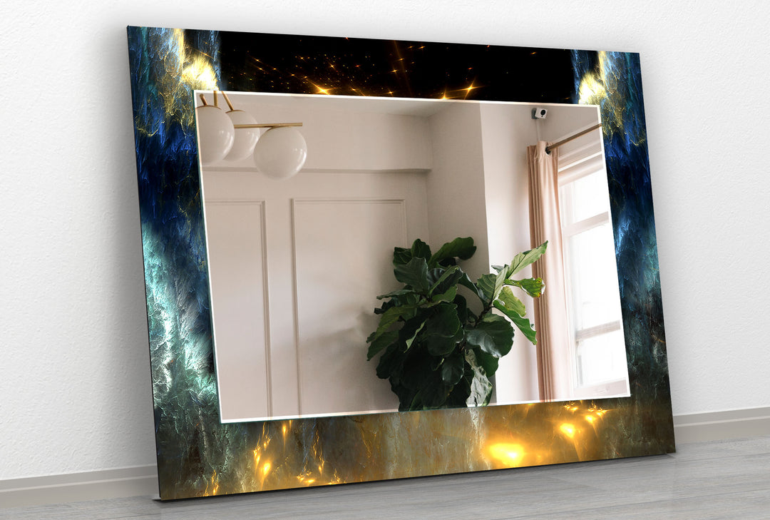 Orange and Black Space Wall Mirror Bedroom Wall Mirror
