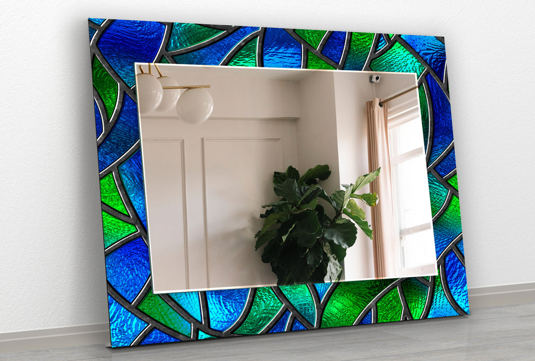 Green and Blue Abstract Wall Mirrors Abstract Wall Mirror
