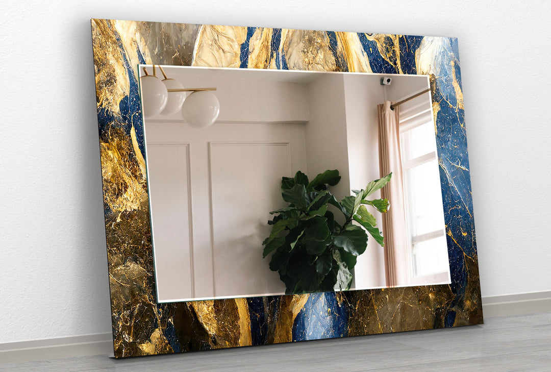 Brown & Gold Marble Wall Mirror dining room mirror
