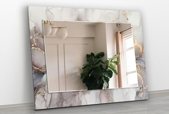 Silver & Gold Marble Wall Mirror Modern Wall Mirror
