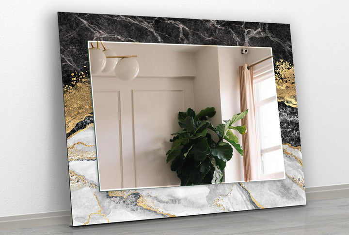 Black Marble with Golden Wall Mirror