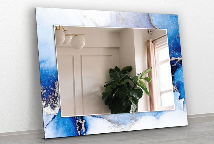 White and Blue Marble Wall Mirrors large floor mirror
