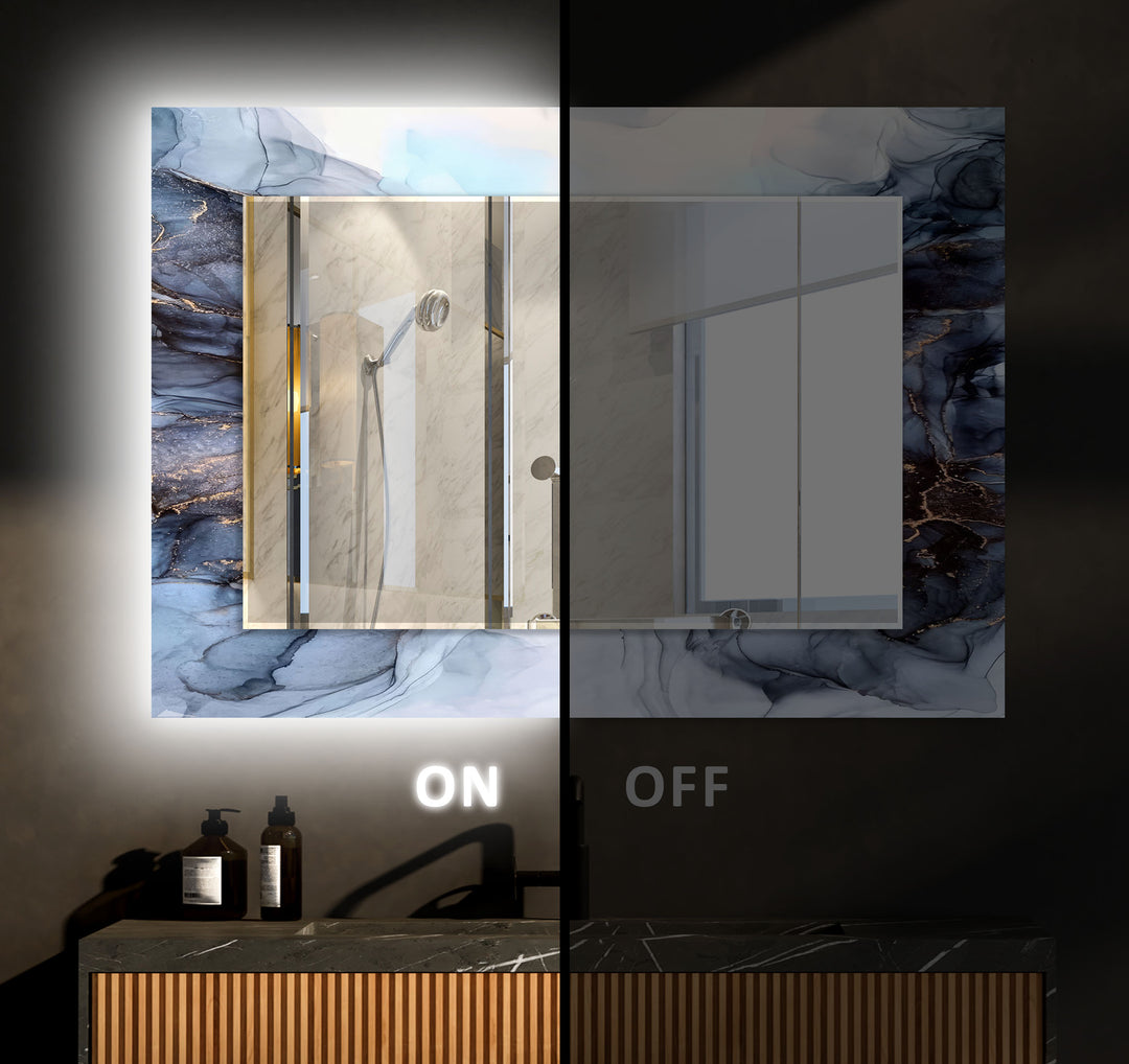 Abstract Grey Smoke Wall Mirrors Wood Mirror
