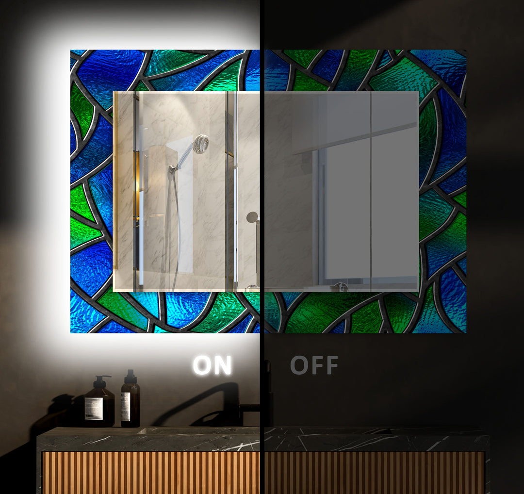 Green and Blue Abstract Wall Mirrors Dining Room Wall Mirror
