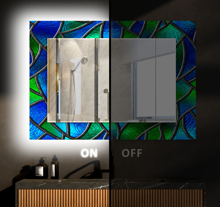 Green and Blue Abstract Wall Mirrors Dining Room Wall Mirror
