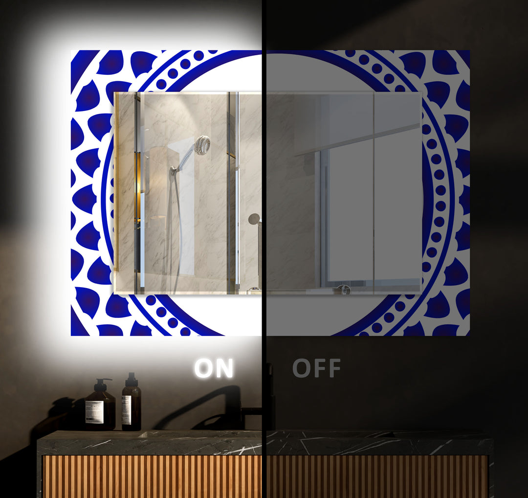 Dark Blue Abstract Wall Mirror Entryway Mirror
