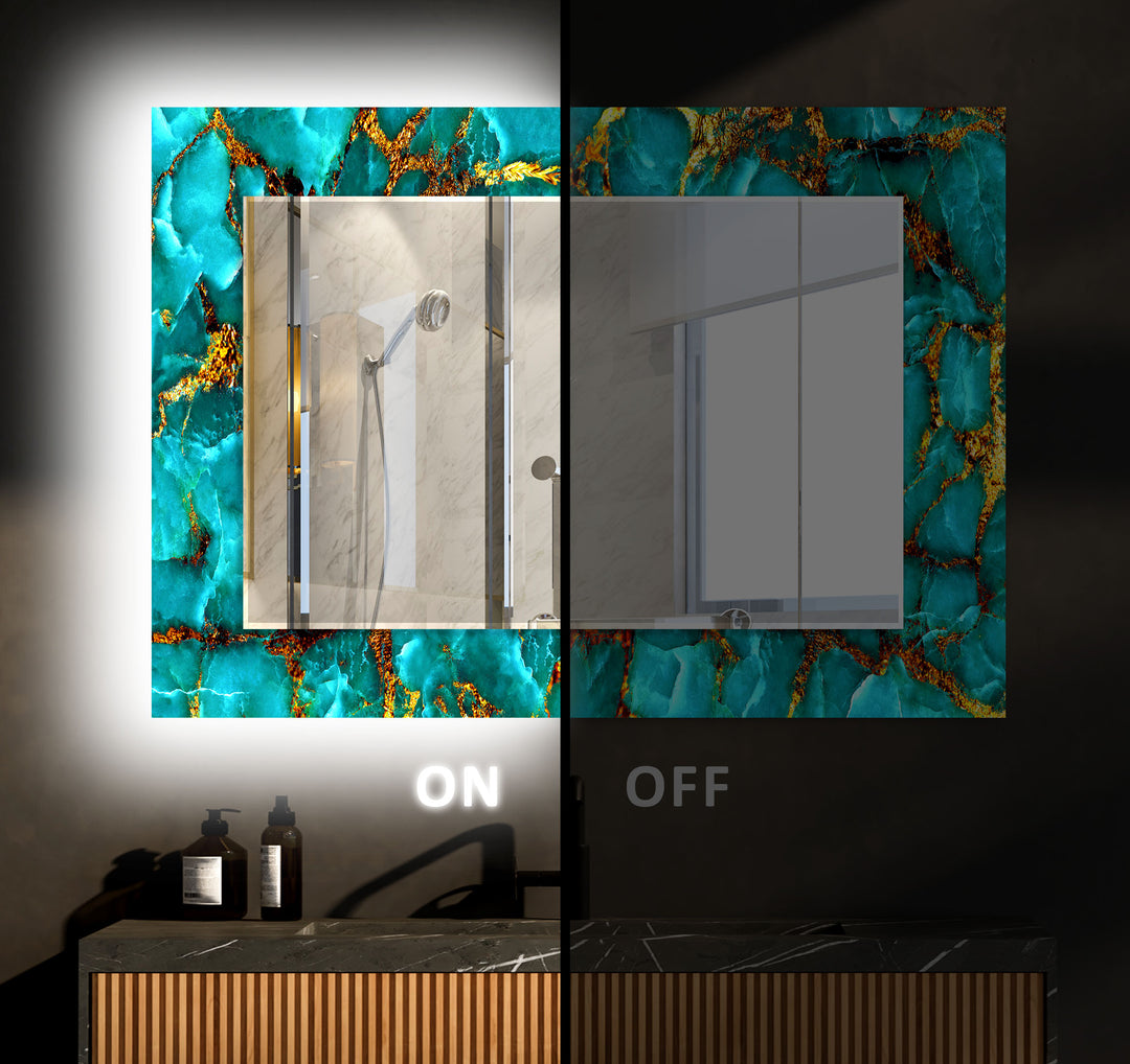 Turquoise & Gold Abstract Wall Mirror biggest wall mirror
