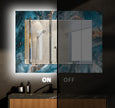 Abstract Tempered Glass Wall Mirror