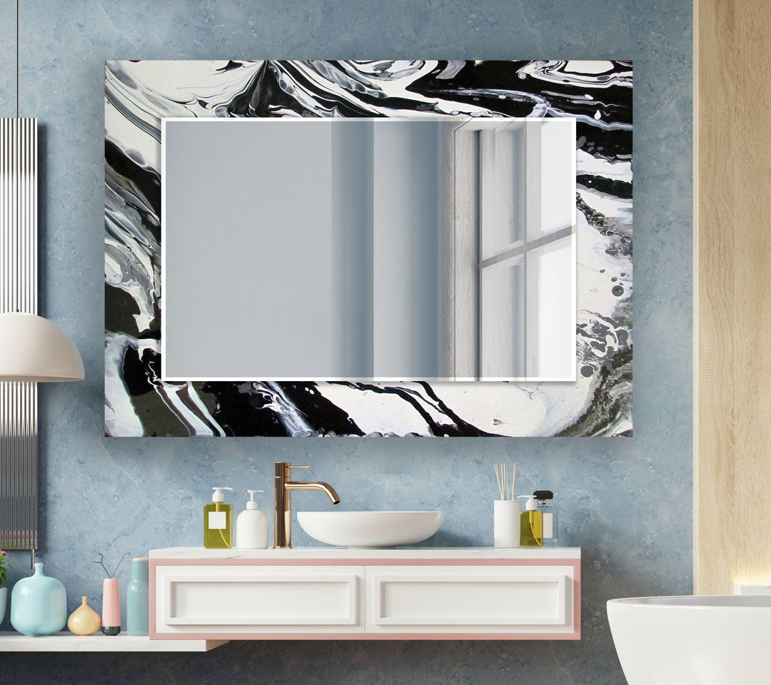 Modern Black & White Marble Wall Mirror biggest wall mirror
