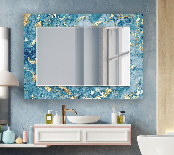 Gold & Blue Wall Mirrors Decorative Mirror
