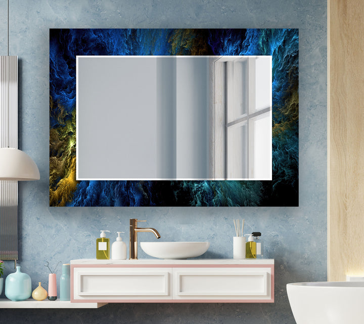 Dark Blue Clouds Wall Mirrors white framed mirror
