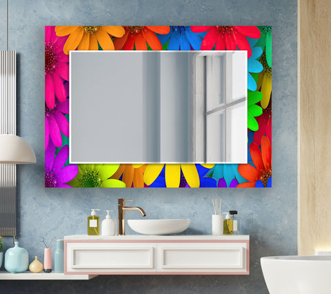 Abstract Tempered Glass Wall Mirror