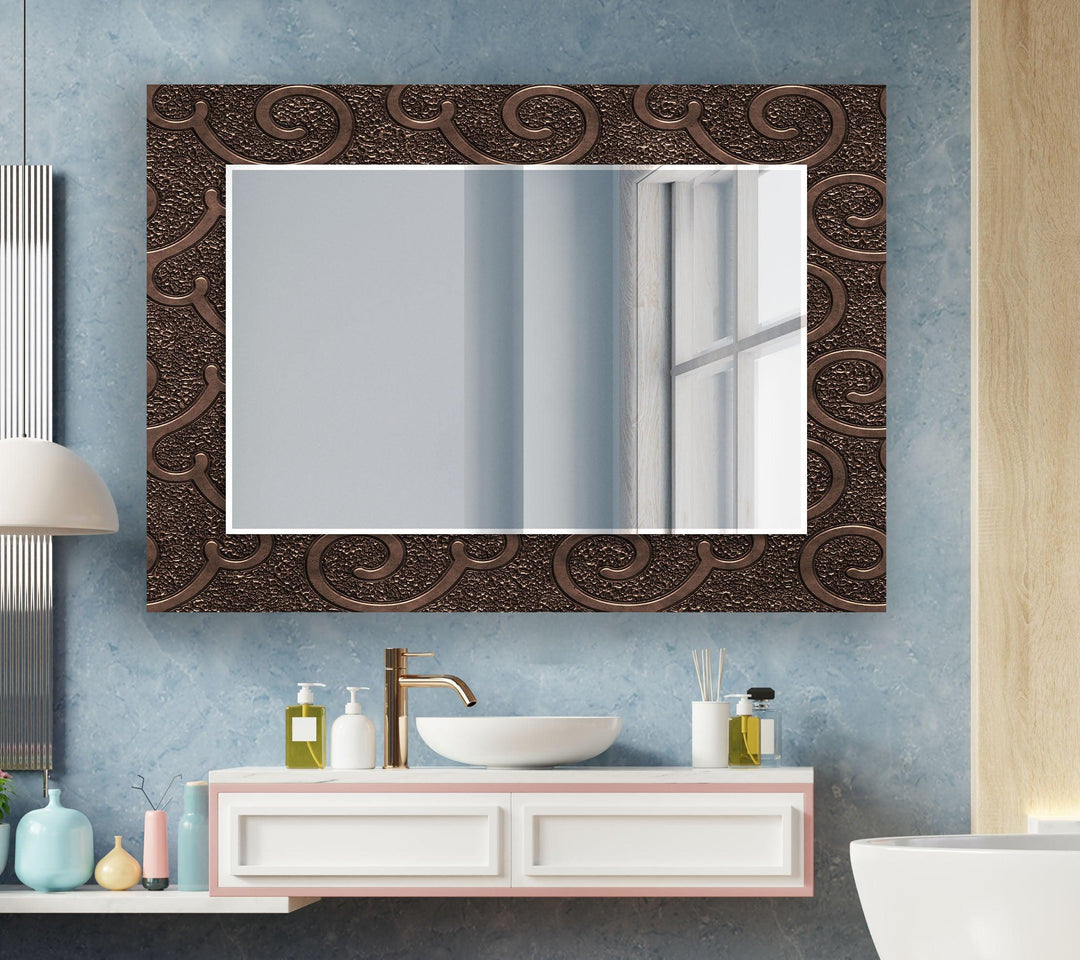 Brown Old Design Wall Mirror Rectangle Wall Mirror
