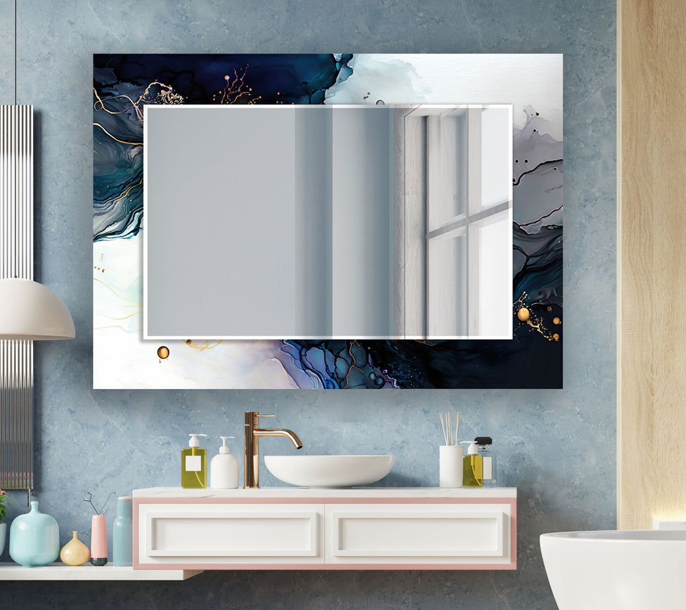 Vivid Colored Marble Wall Mirror Dining Room Mirror
