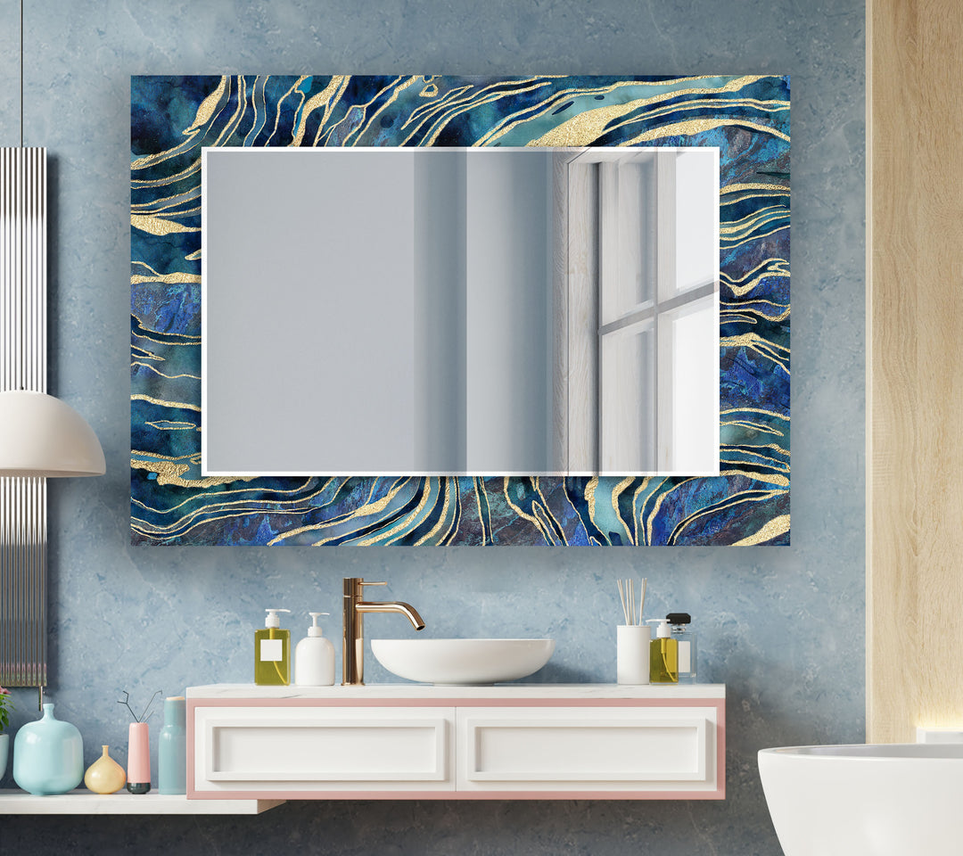 Dark Blue Modern Mirror