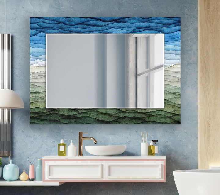 Blue & Green Waves Wall Mirror modern mirror
