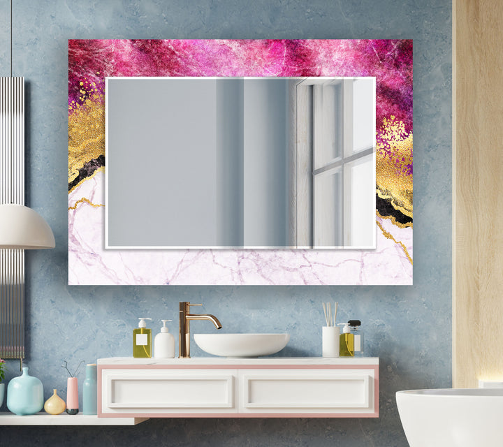 Pink Gold Details Wall Mirrors Long Mirror
